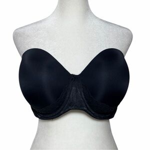 Torrid Curve Black Strapless Push-Up Bra Lace Trim Underwire 42DD Plus Size